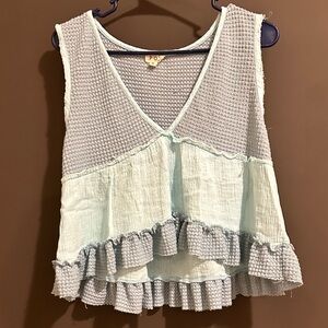 POL NWOT SIZE SMALL Women's Blue Ruffle Top